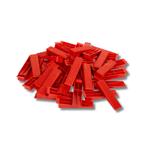 Green wedges on a tiled floor